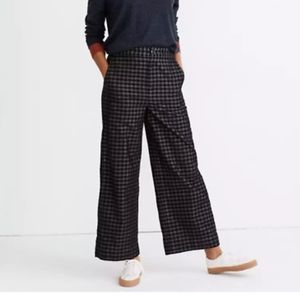 Madewell Women's Huston Button-Front Ankle Pants High waist plaid trousers S